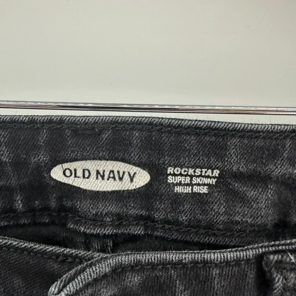 Old Navy Jeans Womens 8 Short Black High Rise Rockstar Super Skinny Everyday‎